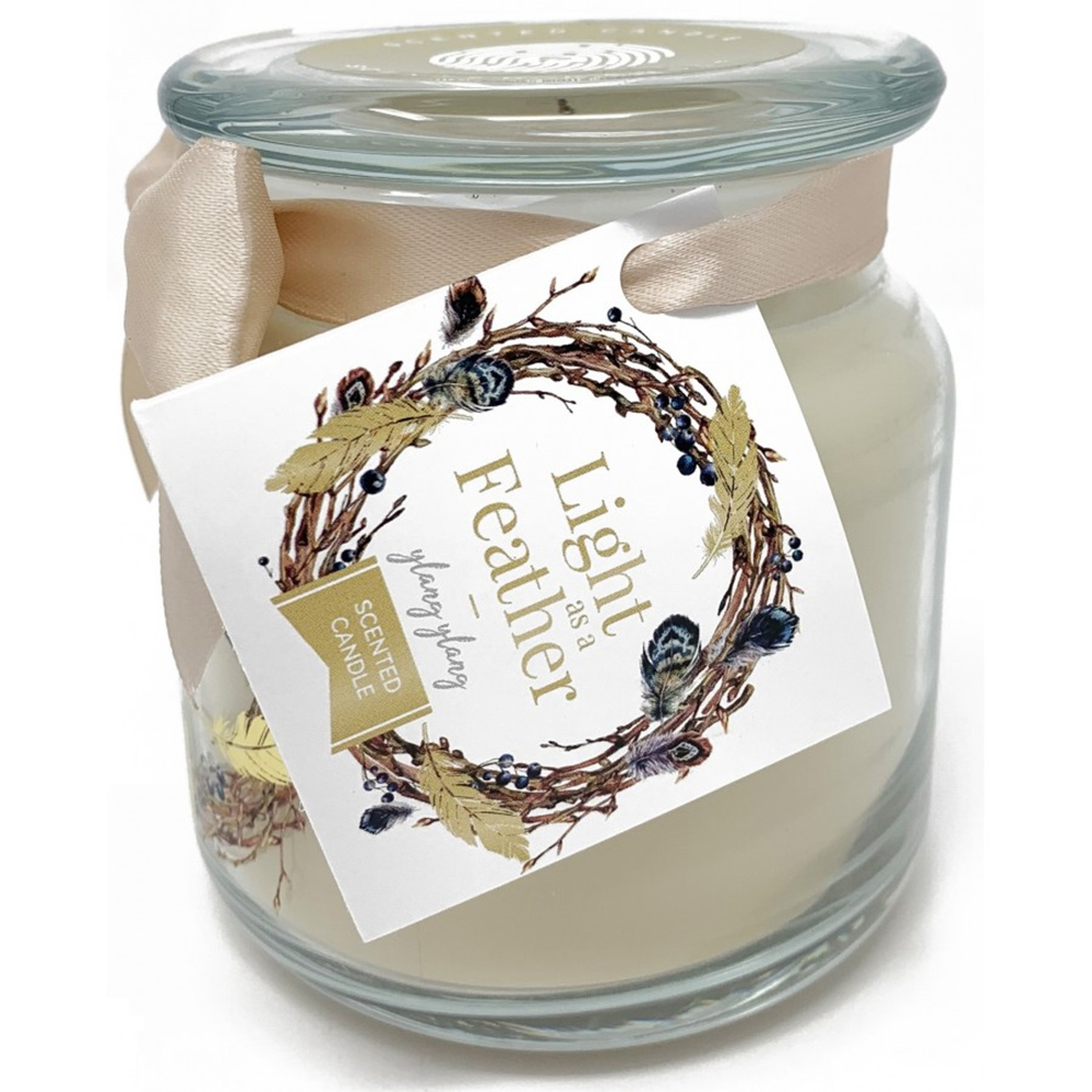 CANDELA PROFUMATA GIARA PICCOLA BEIGE YLANG YLANG 400gr profumazione floreale ylang ylang 80h durata